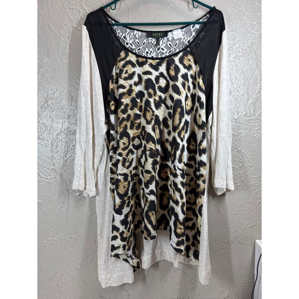 Citron Santa Monica Poeme By Citron Women’s Blouse Top Animal Print Size XL